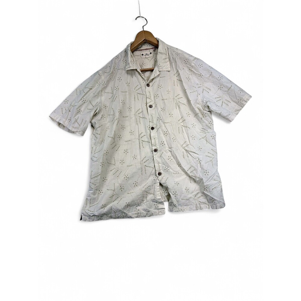 Free Planet XL Cotton Eyelet Button-Up Shirt Short Sleeve